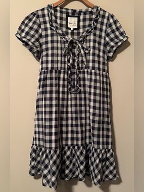 Maurices Black and White Gingham Tie-Front Ruffle Dress